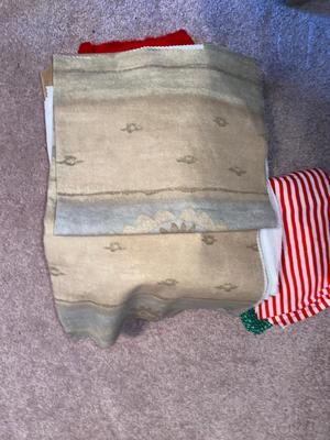 SEVERAL YARDS OF MATERIAL & CUT FOR QUILTING AND OTHER LARGE PIECES OF MATERIAL
