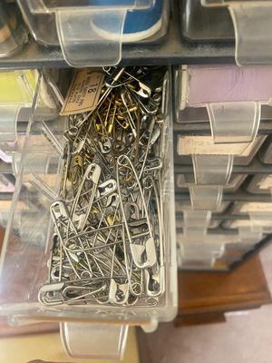 DOUBLE SIDED MULTI DRAWER CAROUSEL ORGANIZER PACKED WITH CRAFTING ITEMS