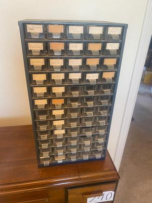 DOUBLE SIDED MULTI DRAWER CAROUSEL ORGANIZER PACKED WITH CRAFTING ITEMS