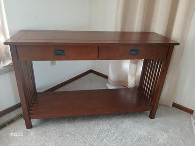 Mission style console /entry way sofa table with two drawers