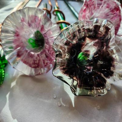 Vintage Glass Flowers with copper stems