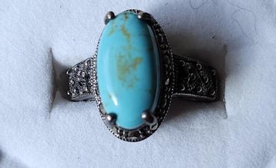 Turquoise Sterling Marcasite Ring