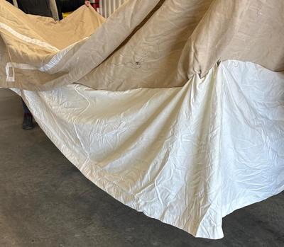 Linen-look Khaki & Cream Table Cover w/ Underskirt (1018CR-ES)