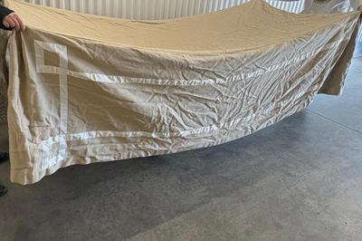 Linen-look Khaki & Cream Table Cover w/ Underskirt (1018CR-ES)