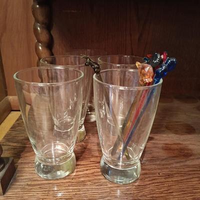 LOT 4: Vintage Spanish-Style Carved Wood Bar w/ Glasses & More