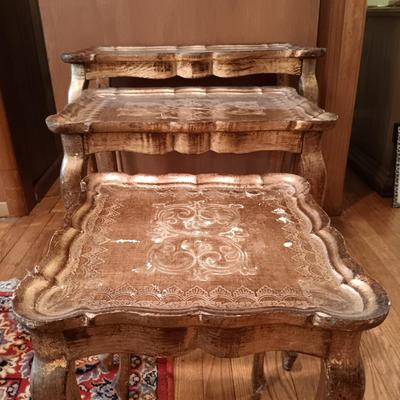 LOT 5: Vintage Florentine-Style Gilt Nesting Tables