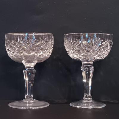 LOT 8: Galway Crystal (Set of 2) Renmore Whiskey Glasses with (Set of 10) Ashford Champagne Glasses