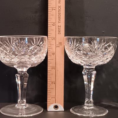LOT 8: Galway Crystal (Set of 2) Renmore Whiskey Glasses with (Set of 10) Ashford Champagne Glasses