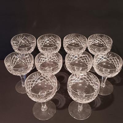 LOT 8: Galway Crystal (Set of 2) Renmore Whiskey Glasses with (Set of 10) Ashford Champagne Glasses