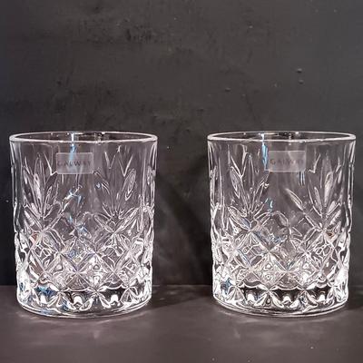 LOT 8: Galway Crystal (Set of 2) Renmore Whiskey Glasses with (Set of 10) Ashford Champagne Glasses