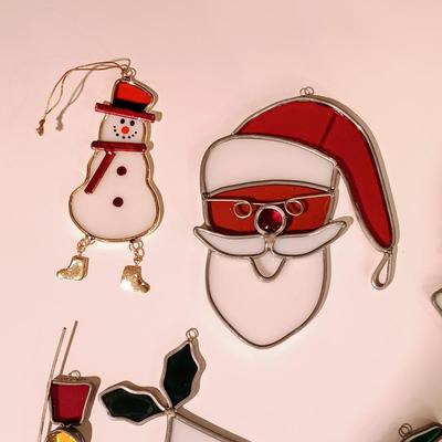 LOT 9: Collection of 8 Vintage Holiday-Themed Stained Glass Suncatchers