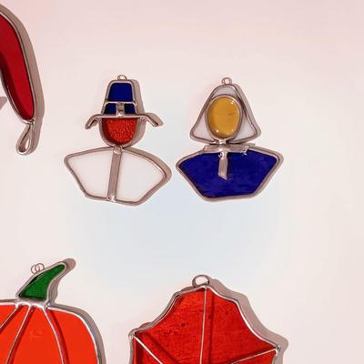 LOT 9: Collection of 8 Vintage Holiday-Themed Stained Glass Suncatchers