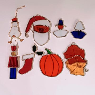 LOT 9: Collection of 8 Vintage Holiday-Themed Stained Glass Suncatchers