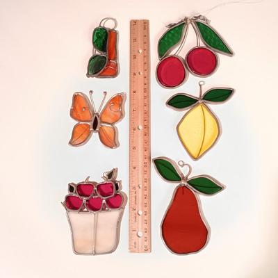 LOT 12: Collection of 6 Summer-Themed Stained Glass Ornaments