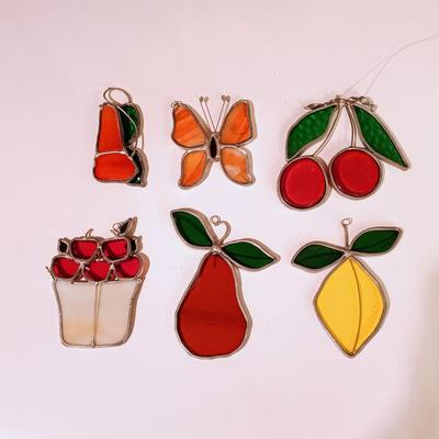 LOT 12: Collection of 6 Summer-Themed Stained Glass Ornaments
