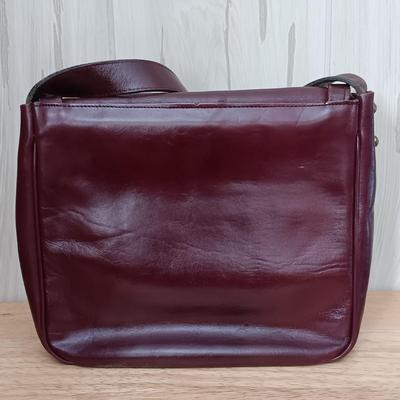 LOT 14: Vintage Etienne Aigner Burgundy Shoulder Bag with Matching Gloves & Strawbridge & Clothier Scarf