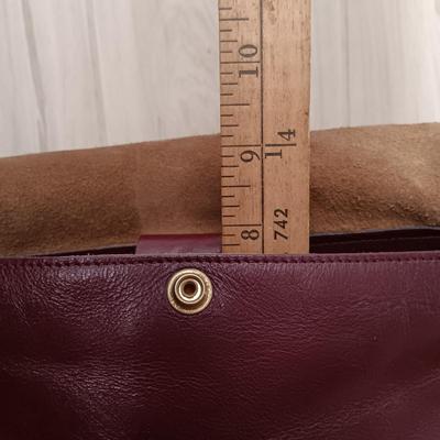 LOT 14: Vintage Etienne Aigner Burgundy Shoulder Bag with Matching Gloves & Strawbridge & Clothier Scarf