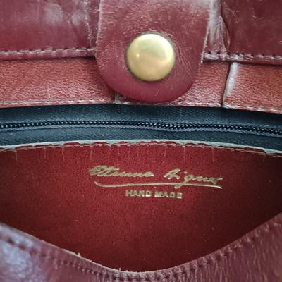 LOT 14: Vintage Etienne Aigner Burgundy Shoulder Bag with Matching Gloves & Strawbridge & Clothier Scarf