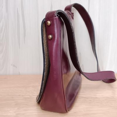LOT 14: Vintage Etienne Aigner Burgundy Shoulder Bag with Matching Gloves & Strawbridge & Clothier Scarf