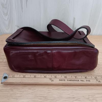 LOT 14: Vintage Etienne Aigner Burgundy Shoulder Bag with Matching Gloves & Strawbridge & Clothier Scarf