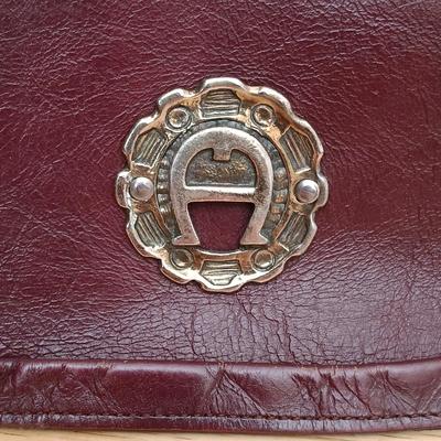 LOT 14: Vintage Etienne Aigner Burgundy Shoulder Bag with Matching Gloves & Strawbridge & Clothier Scarf