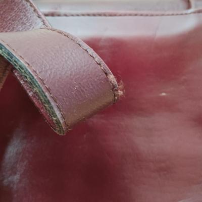 LOT 14: Vintage Etienne Aigner Burgundy Shoulder Bag with Matching Gloves & Strawbridge & Clothier Scarf