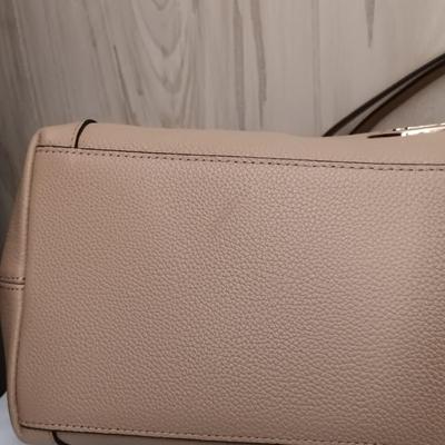 LOT 16: Coach Edie Beige Leather Shoulder Bag with Cloth Cover