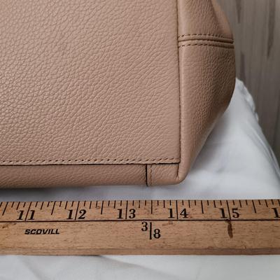 LOT 16: Coach Edie Beige Leather Shoulder Bag with Cloth Cover