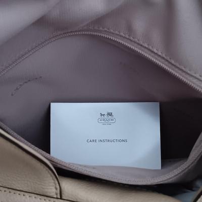 LOT 16: Coach Edie Beige Leather Shoulder Bag with Cloth Cover