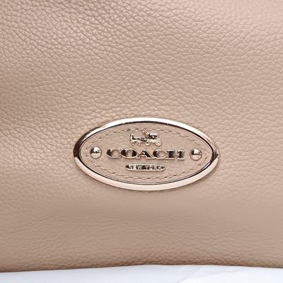 LOT 16: Coach Edie Beige Leather Shoulder Bag with Cloth Cover