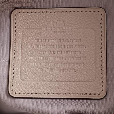 LOT 16: Coach Edie Beige Leather Shoulder Bag with Cloth Cover