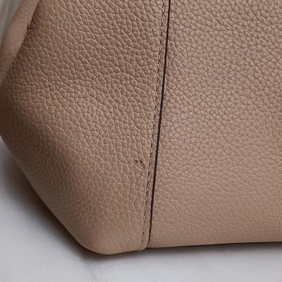 LOT 16: Coach Edie Beige Leather Shoulder Bag with Cloth Cover