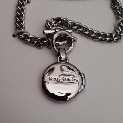 LOT 17: Vera Bradley Mini Vivian Blue Crossbody Bag with Cover & Silver-Tone Locket Bracelet