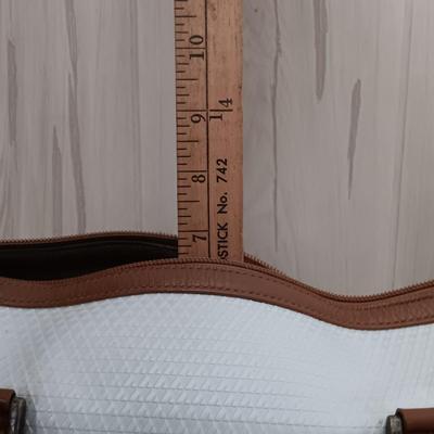 LOT 19: Vintage Liz Claiborne Leather Trim Handbag with Matching Change Purse & John Romain Tweed Handbag