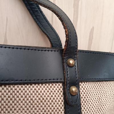 LOT 19: Vintage Liz Claiborne Leather Trim Handbag with Matching Change Purse & John Romain Tweed Handbag