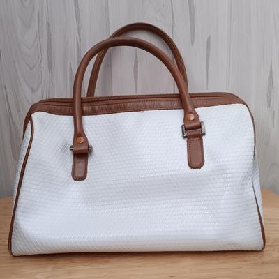 LOT 19: Vintage Liz Claiborne Leather Trim Handbag with Matching Change Purse & John Romain Tweed Handbag