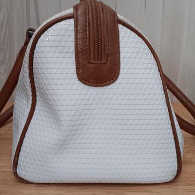 LOT 19: Vintage Liz Claiborne Leather Trim Handbag with Matching Change Purse & John Romain Tweed Handbag