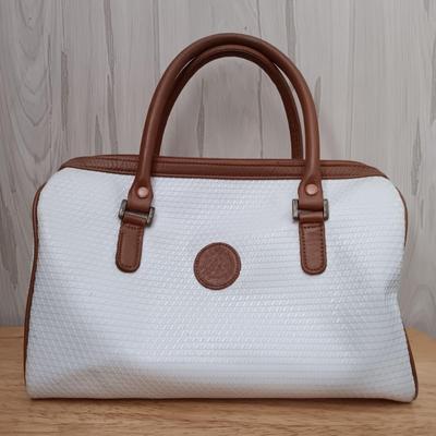 LOT 19: Vintage Liz Claiborne Leather Trim Handbag with Matching Change Purse & John Romain Tweed Handbag