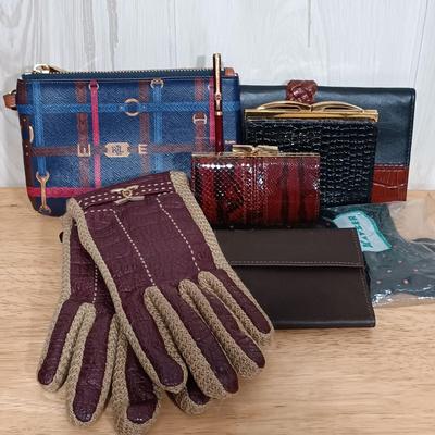 LOT 21: Biagi Leather Key Wallet, Ralph Lauren Wristlet, Brighton Wallet, Etienne Aigner Pen & More