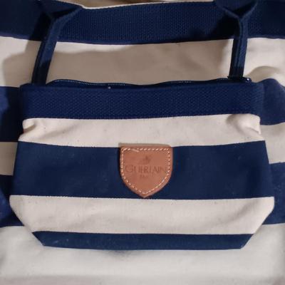 LOT 24: Vintage Coblentz Handbag, Kate Spade Striped Mini Pouch & Guerlain Tote Bag