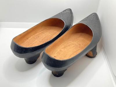 LOT 244: Vintage Wooden Shoe Folk Art Collection - Two Pair of Hand Crafted and Adorable Spanish Dolls