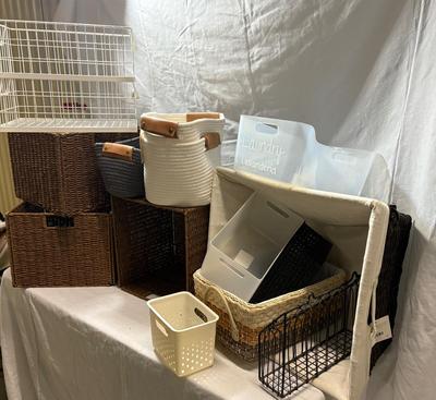 Mixed Lot Woven, Metal, Plastic Storage Baskets (1018CR-ES)
