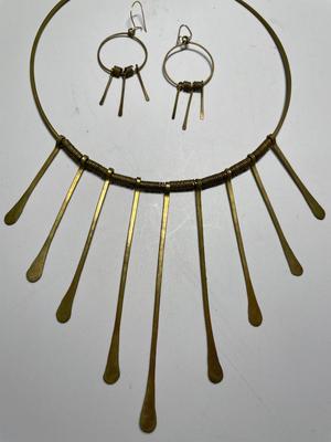 Brass necklace & earrings