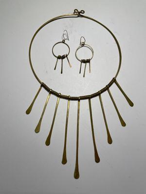 Brass necklace & earrings