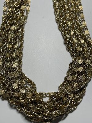 Gold-tone metal necklace & clip-on earrings