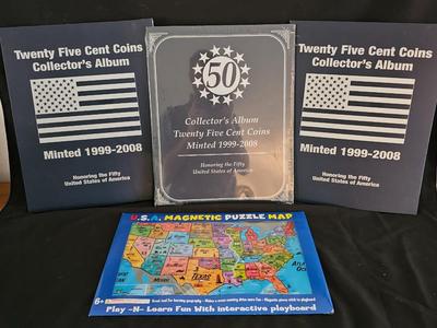 Three collector's albums - U.S.A Magnetic puzzle map