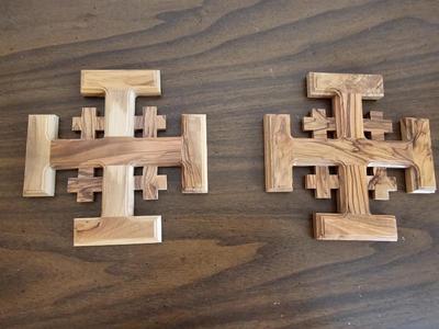 Two wooden trivets made in Jerusalem