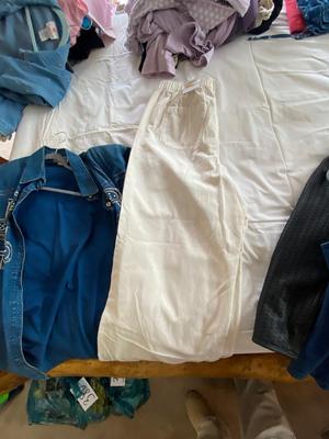 LADIES CLOTHING, LEATHER JACKET, VEST, AND PANTS