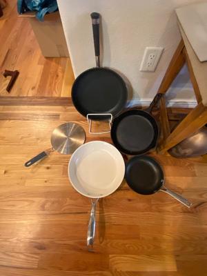 A VARIETY OF DIFFERENT FRYING PAN’S