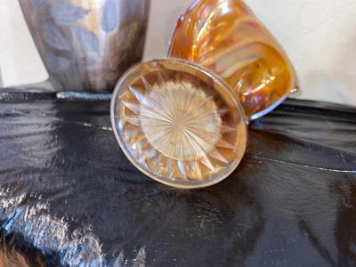 BEAUTIFUL DALE TIFFANY ART GLASS, CARNIVAL GLASS & WRAPPED VASE